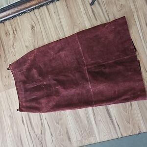 Vintage high waisted suede midi Skirt 8